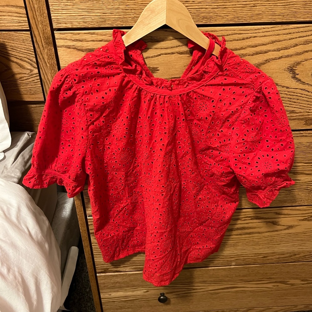Madewell Eyelet Top Red